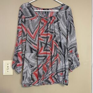 💕LAST CHANCE Daisy Fuentes Long Sleeve Grey/White/Black/Red Striped Large